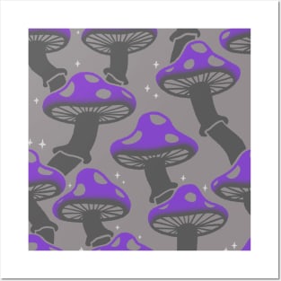 Sparkling Mushroom Pattern 4 Posters and Art